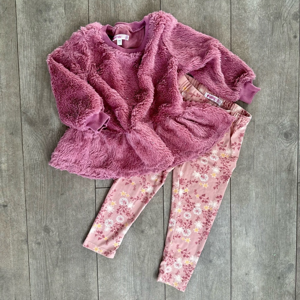 Nannette Plush Tunic Sweater Pullover & Leggings Baby Girl 24m Matching Outfit